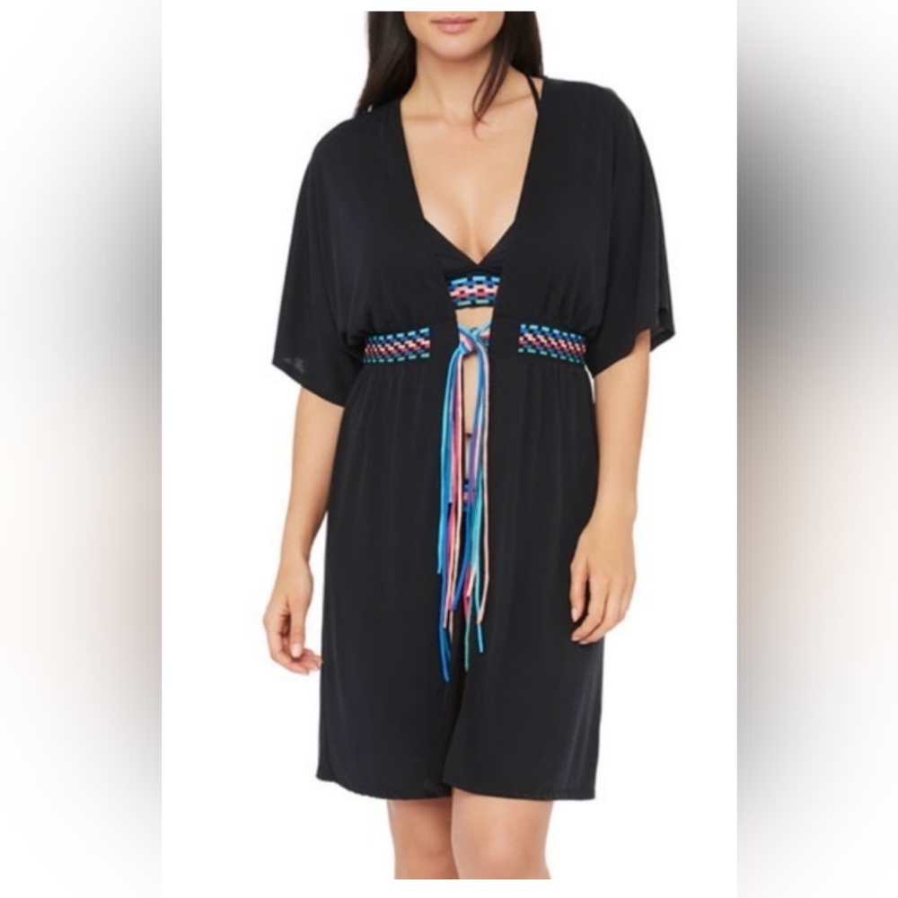 La Blanca Black Swim Coverup with Multicolor Accents